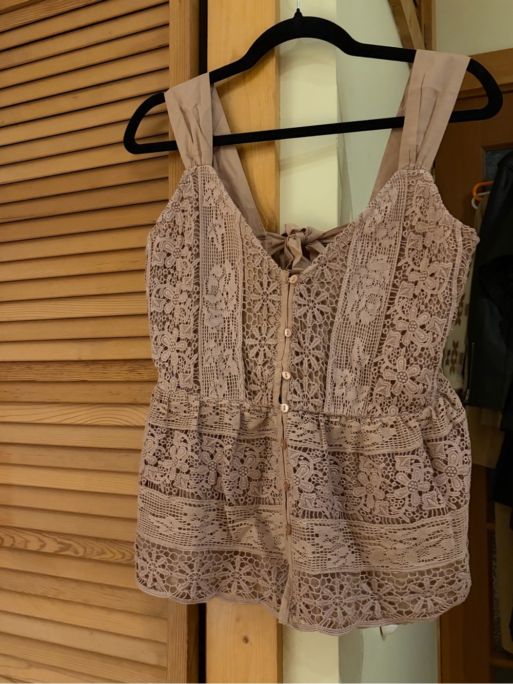 NWT Anthropologie Beige Crochet Lace Tank Top